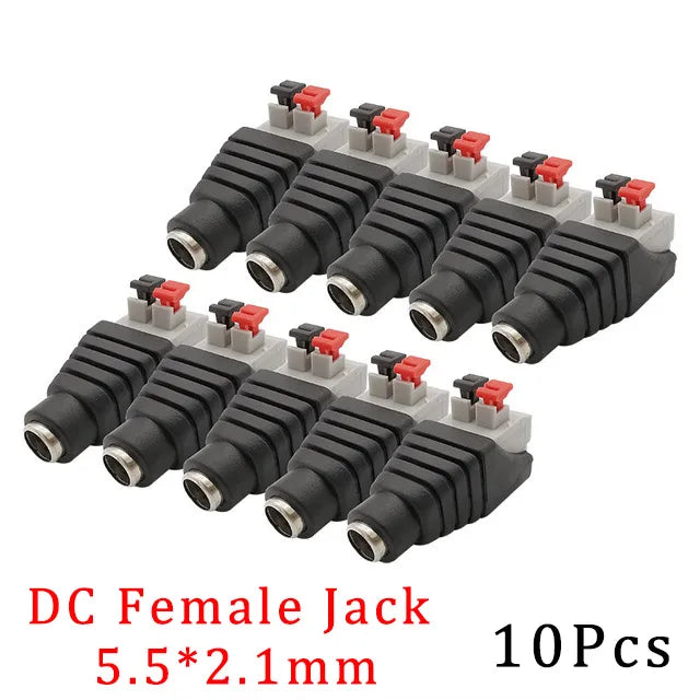 10Pcs DC Power Jack Socket Connector 5.5*2.1mm 3.5x1.3mm Male Female DC005 DC022 DC099 DC plug socket Nut Panel Mount Adapter