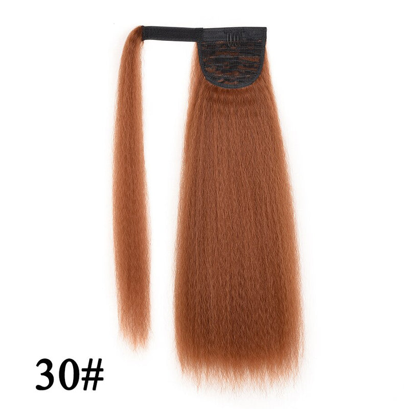 22" Synthetic Kinky Yaki Ponytail Adjustable Drawstring Ponytail Strap Hook&Loop Afro Hairpiece For Women False Hair Extension