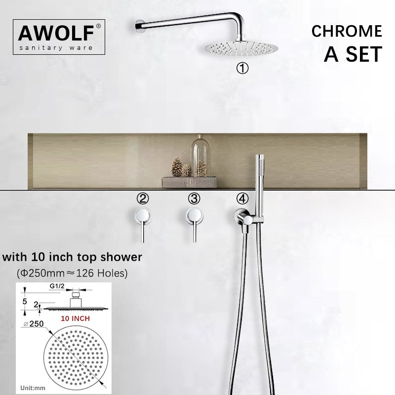 Bathroom Shower Set Brushed Rose Gold Simplicity Solid Brass Shower Faucet Shower Bath Mixer Tap Black And Chrome Color AH3023