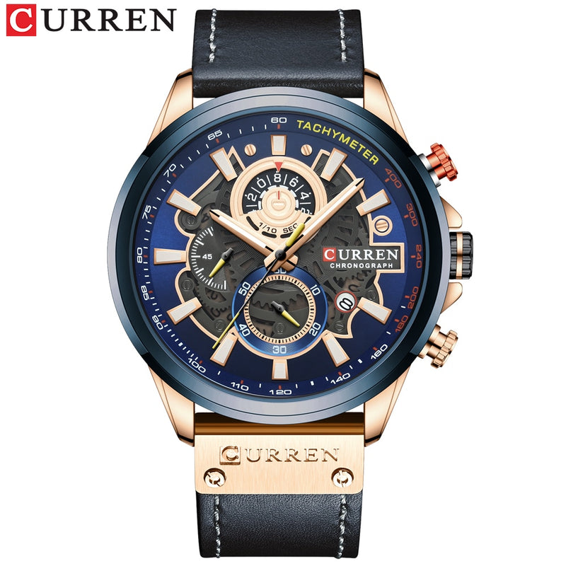 CURREN Watch for Men Top Brand Watches Leather Strap Wristwatch Fashion Chronograph Sport Quartz Clock Male Gift