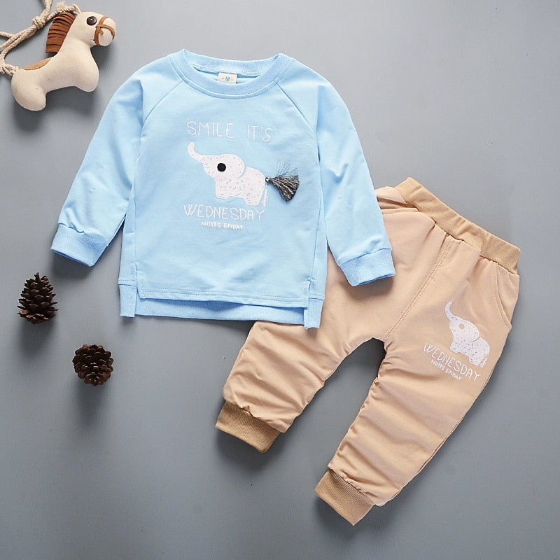 Fashion Spring Autumn Baby Girl Clothes Set Children Boys Cartoon T-Shirt Pants 2Pcs/sets Toddler Casual Costume Kids Tracksuits