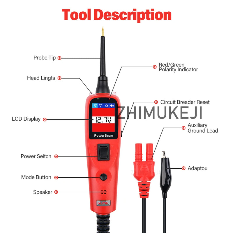 Autel PowerScan PS100 12V 24V Electrical System Auto Circuit Tester Power Probe BMS Short Open Finder Car Repair Diagnosis Tools