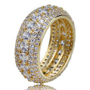 Five Rows CZ Stone Ring Iced Out Bling Wedding Ring Band Gold Silver Color for Men Women