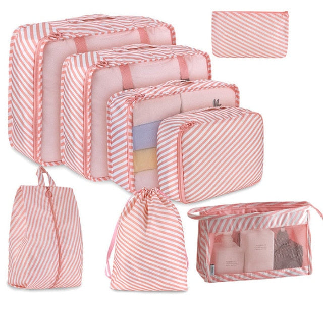 8Pcs/set Large Capacity Luggage Storage Bags For Packing Cube Clothes Underwear Cosmetic Travel Organizer Bag Toiletries Pouch