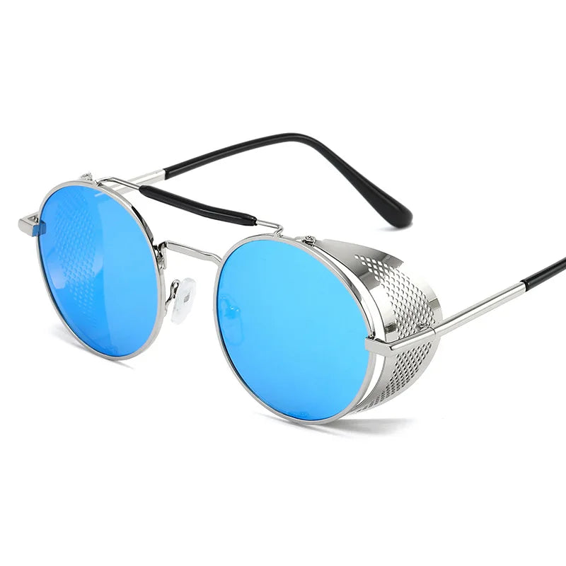Steampunk Sunglasses Ladies Round Vintage Metal Sunglasses Men Brand Design Steampunk Glasses UV400 Gafas De Sol
