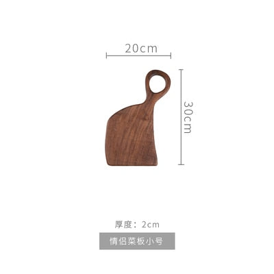 Black Walnut Wood Cutting Board With Handle Creative Coupls Style Whole Bread Tray Fruit Chopping Board For Kitchen Cooking Tool