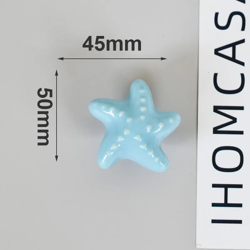 IHOMCASA Ceramic Knob Heart Seastar Shell Children Room Furniture Hardware Cabinet Handles Kitchen Wardrobe Bookcase Drawer Pull