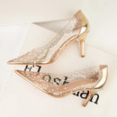 Classic Women Pumps Paillette Leather Low High Heels Shoes Women Fashion Stiletto 6cm Thin Heels Women Sexy Pumps