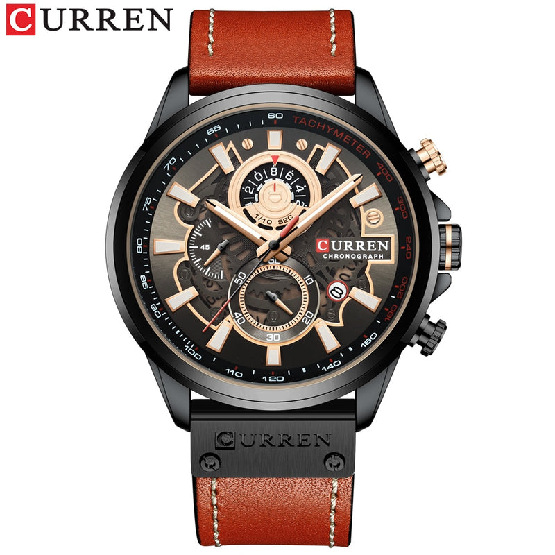 CURREN Watch for Men Top Brand Watches Leather Strap Wristwatch Fashion Chronograph Sport Quartz Clock Male Gift