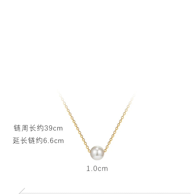 DIEYURO 316L Stainless Steel Elegant One Pearl Necklace Female Minimalist Temperament French Exquisite Jewelry Customize Wedding