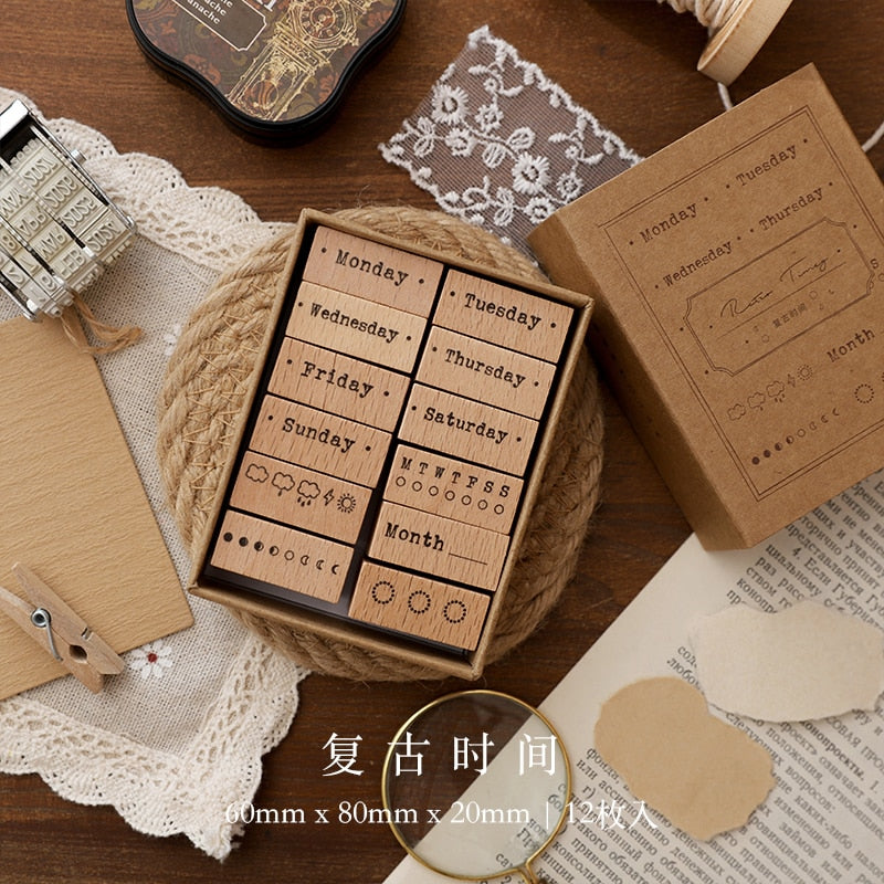 Jenny Chinese Character Number  Universe Flower Week Wooden Rubber Stamp Scrapbooking Deco DIY Craft Standard Wooden Stamps