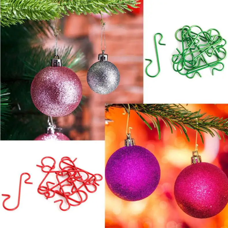 50pcs Christmas Ornaments Metal S-Shaped Hooks Holder Christmas Tree Ball Pendant Hanging Decorations for home Navidad New Year