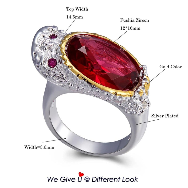 DreamCarnival1989 New Design Feminine Zircon Ring for Women Cap Look Big Red Stone Cute Duck Wedding Engagement Jewelry WA11737