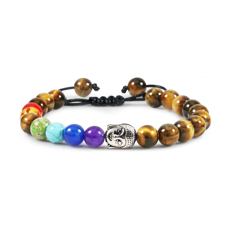 Tiger Eye Beaded Bracelets Bangles Men Braided Rope Healing Balance Yoga Charm Women Natural Stone Buddha Bracelet Adjustable