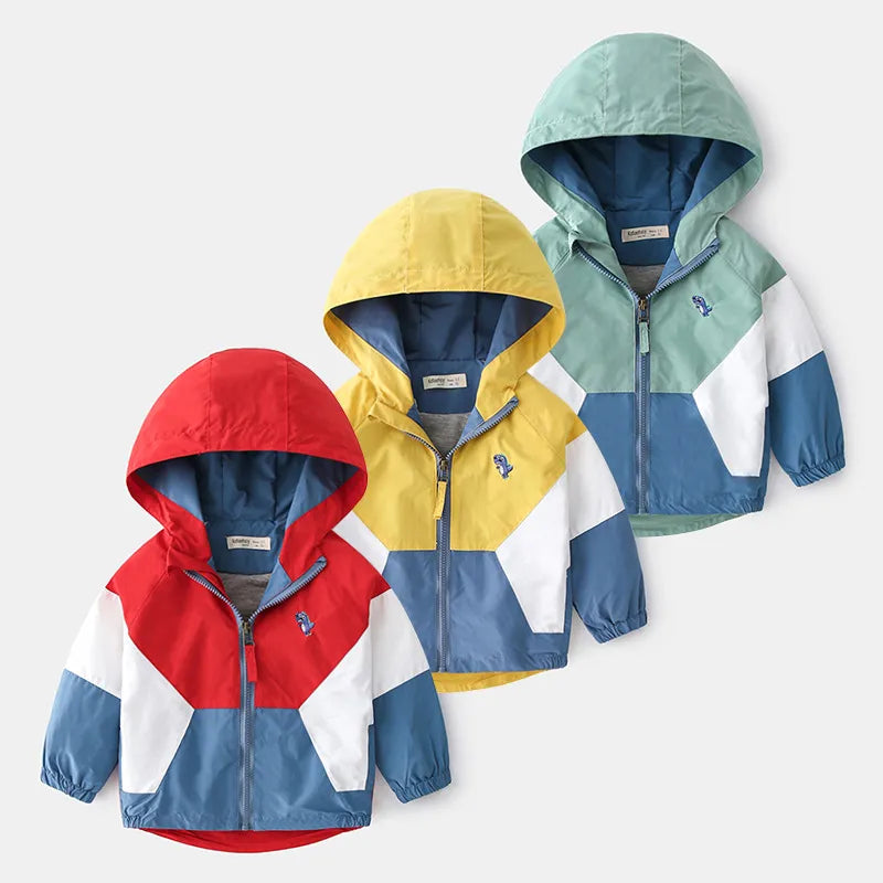2021 Spring Children Jackets for Boys Hooded Patchwork Kids Boy Outerwear Windbreaker Autumn Casual Children Coats Clothing 2-6Y