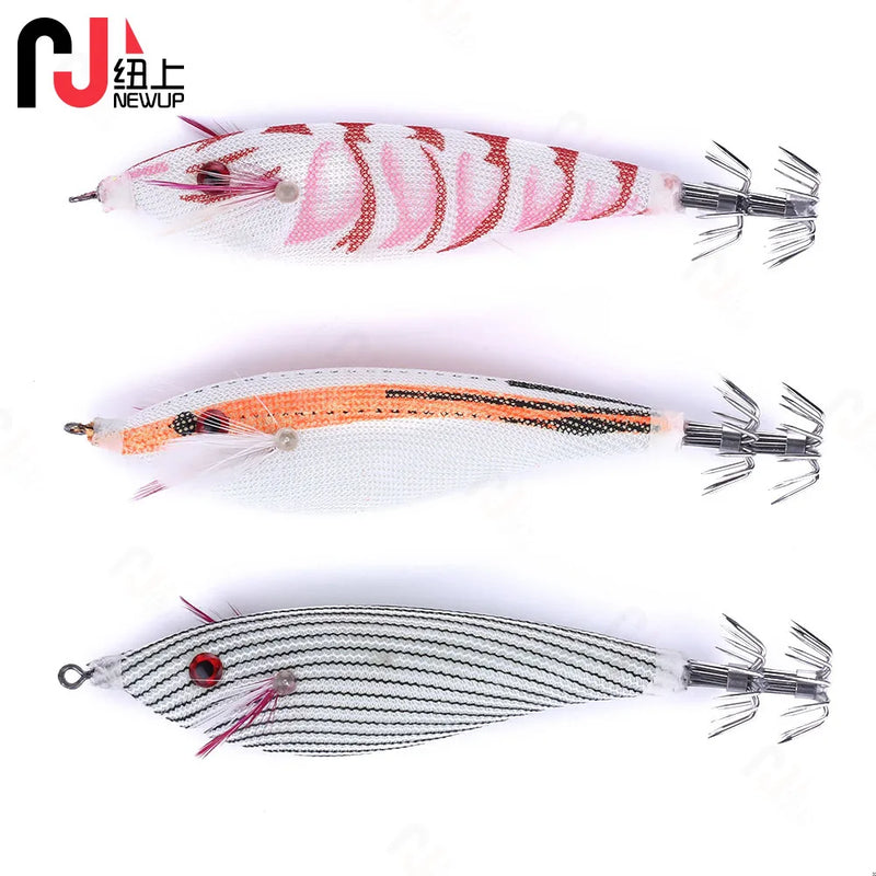 1PCS 9.6g/10cm Luminous Squid Jig Fishing Wood Shrimp Lure Squid Cuttlefish Jigs Lures Spinnerbait Fishing Baits