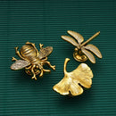 Retro Furniture Handle  Antique Gold Silver Handles for Cabinets and Drawers Zinc Alloy Drawer Pulls Bee Leaf Wardrobe Pulls
