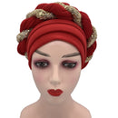 Latest African Auto Geles Headtie Already Made Headties Shinning Sequins Turban Cap for Women Ready Female Head Wraps