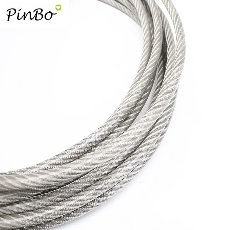 5 Meter wire Rope PVC Transparent Coated Cable Stainless Steel rope Clothesline Diameter 0.8mm 1mm 1.5mm 2mm 3mm