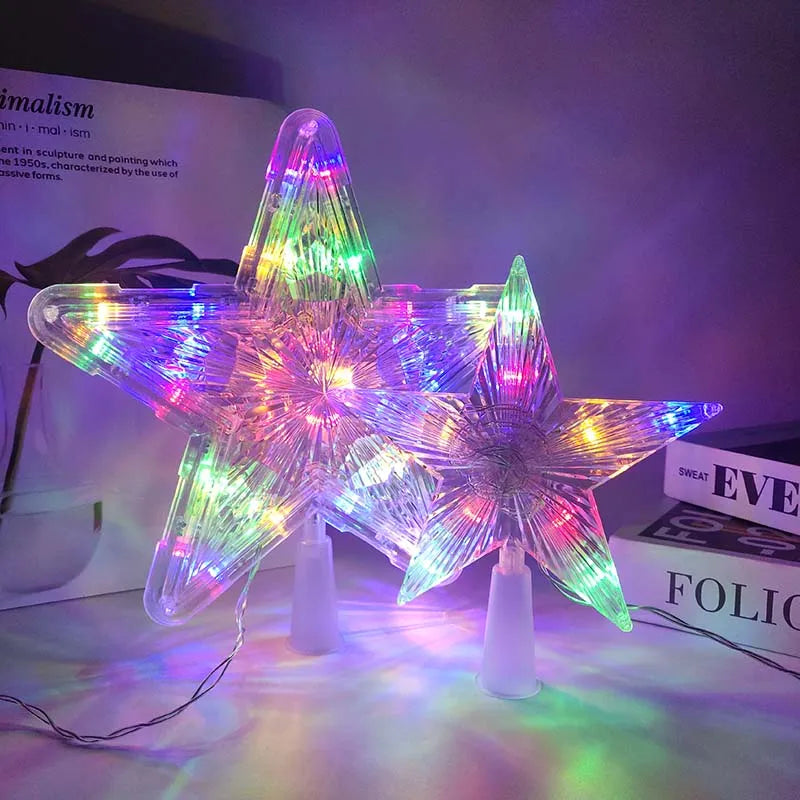 Christmas Tree Topper Star Lights Xmas Tree LED Star Night Lamp Ornaments Christmas Festival Party New Year Home DIY Decorations