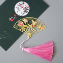 Antique Metal Folding Fan Crane Rabbit Mountain Scenery Chinese Style Series Bookmarks Newspapers Books Reading mark Bookmarks