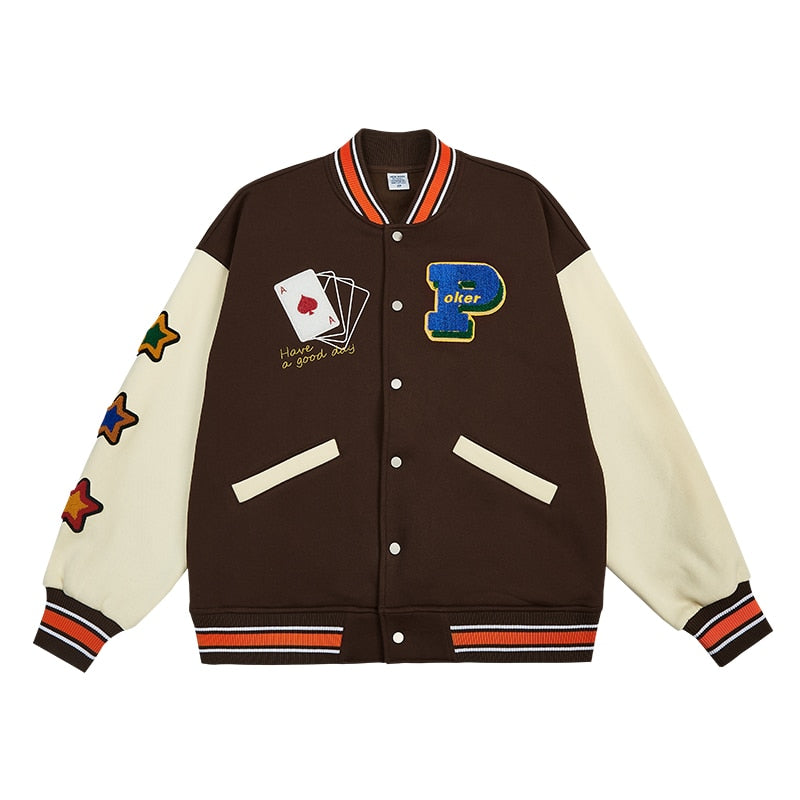 INFLATION Streetwear Vintage Baseball Jacket Men High Quality Towel Embroidery Jacket Couple Fleece Bomber Coat