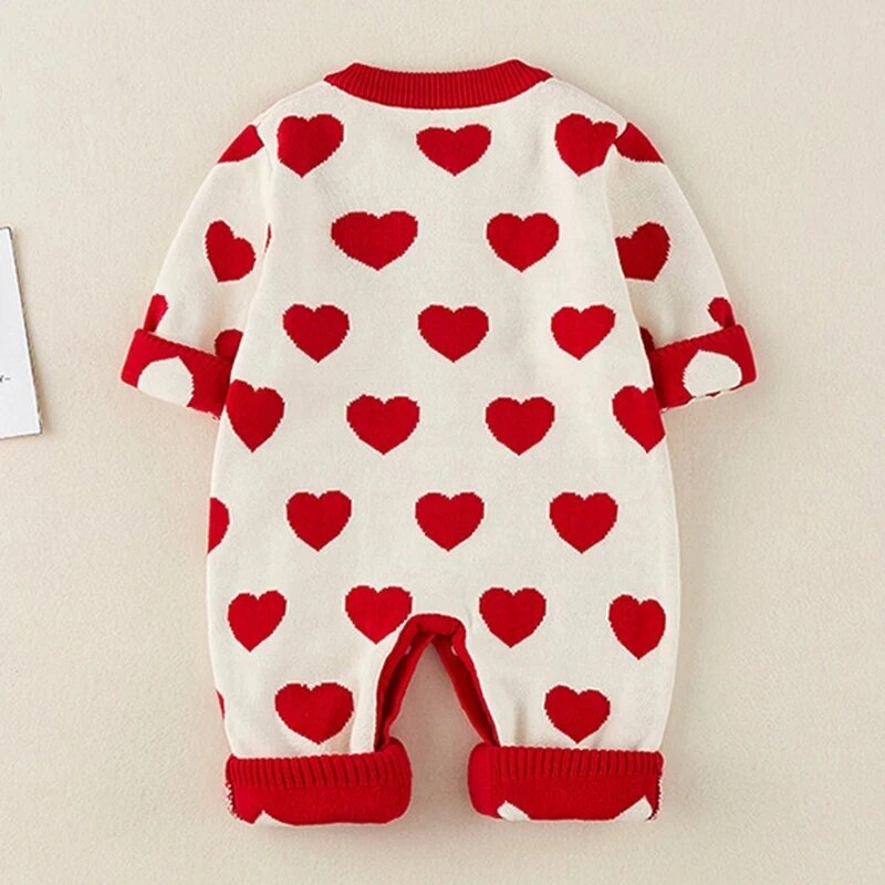 Autumn Winter Kids Boy Girl Long Sleeve Knit Rompers Clothes Newborn Infant Baby Boys Girls Loving Heart Rompers Clothing