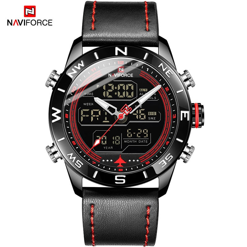 NAVIFORCE Sport Watches for Men Top Brand Luxury Military Leather Men&