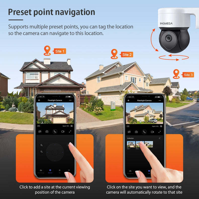 INQMEGA 3MP Tuya Wifi Security Outdoor PTZ Camera Ai Human Detect Weterproof IP Camera Two-Way Audio Night Vision Alexa Google