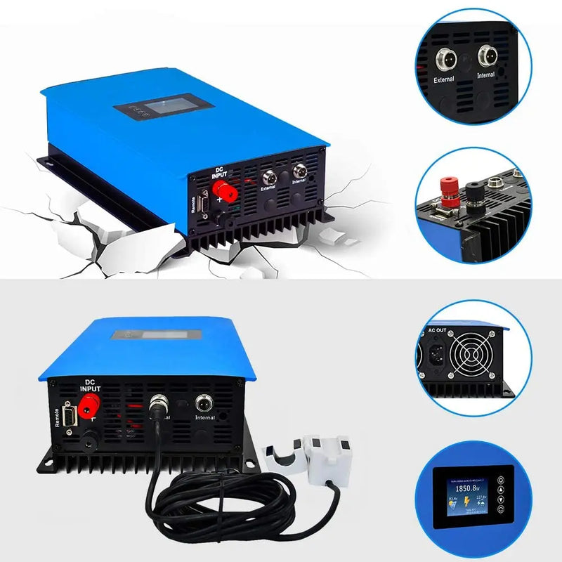 Y&H 2000W MPPT Grid Solar Inverter Battery Discharge Power Mode 2KW with Limiter Sensor PV DC 45-90V AC 220V 230V 240V