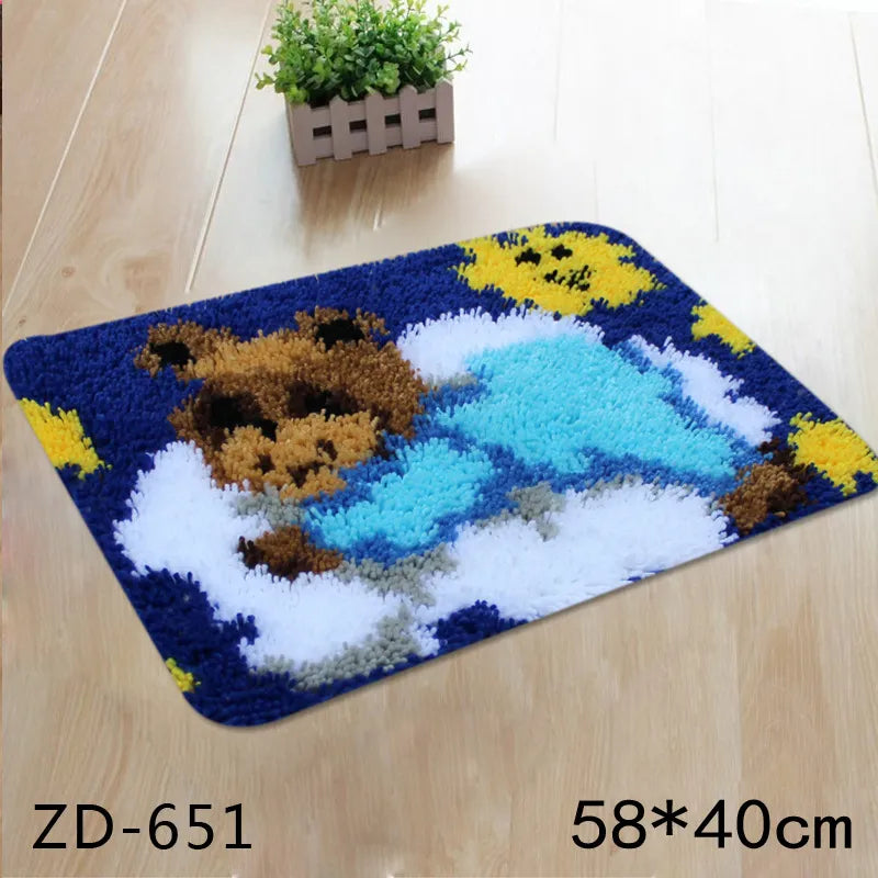 ZD538 Ground Mat Cushion Latch Hook Kit Embroidery DIY Craft Cross Stitch Needlework Embroidery Counted Cross-Stitching Kit Set