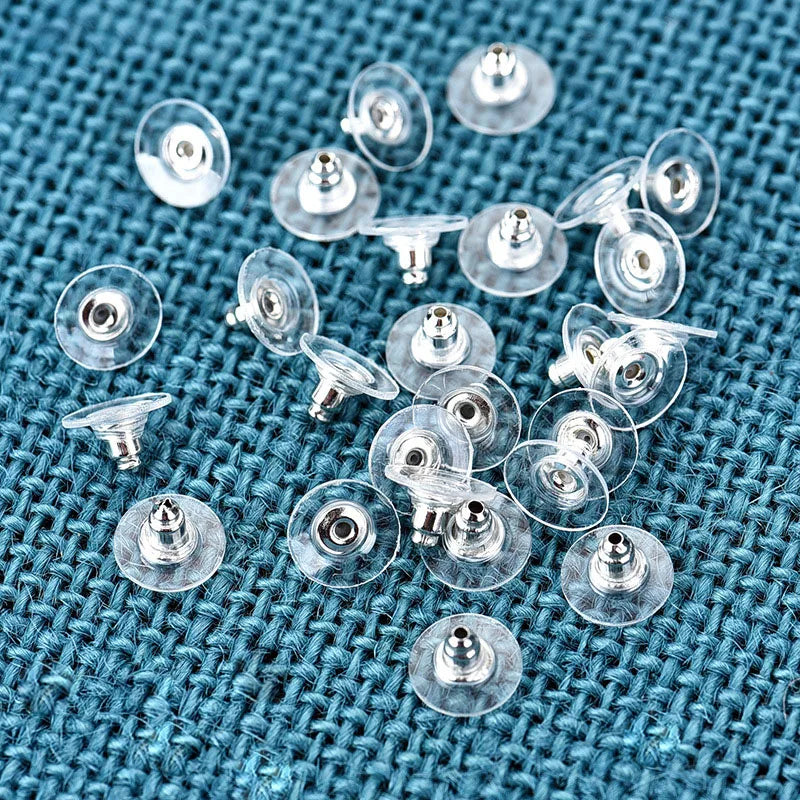 100pcs/lot Rubber Earring Backs Hooks Stoppers Round Ear Plug  Blocked Caps Earring Sleeves For Jewelry Making DIY Accessories