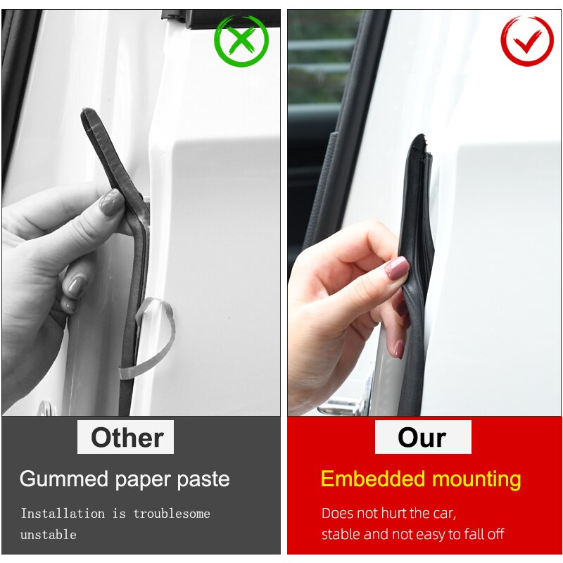 Car Door Edge Weatherstrip Rubber Sealing B Pillar Noise Windproof Protection Front Auto Sealant Accessories Decoration Strip