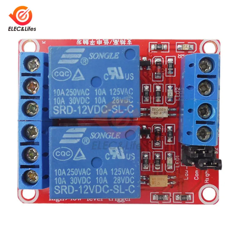 Dual Channel 5V 12V 24V Relay Module Board Shield With Optocoupler Support High and Low Level Trigger Relay For Arduino