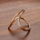 Kinel New Fine Hyperbole Curve Women Rings White Round Micro Wax Inlay Natural Zircon 585 Rose Gold Fashion Jewelry Unique Ring