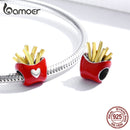 bamoer Delicious Fries  Metal Beads Sterling Silver 925 Enamel Charm fit Original Silver Bracelet DIY Jewelry make  SCC1606