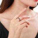 GEM'S BALLET Stackable Eternity Band Ring for Women Silver 925 Jewelry Natural Tourmaline/Pink Topaz/Black Garnet Gemstone Rings