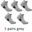 5 Pairs Ankle Sport Socks Cotton Towel Bottom Damping Striped Sweat-Absorbing Badminton Tennis Bike Run Travel Fitness Socks