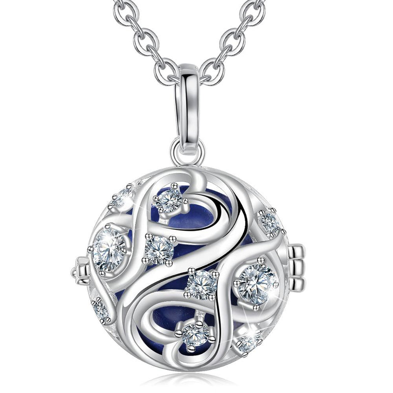 EUDORA 20mm Unique Crystal Cage Harmony Ball Musical Pendant Angel Caller Necklace with Infinite knot For Pregnancy Jewelry K363