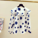 2022 New Spring Women shirt Autumn All-match Loose Long sleeve Chiffon Top Blue Wave point elegant Oversize Female Blouse