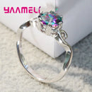 High Class Mystic Rainbow Topaz Finger Jewelry 925 Sterling Silver Wedding Band Rings for Woman Lady Cocktail Birthday Party
