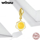 WOSTU 100% 925 Sterling Silver Chocolate Cake Charm Biscuit Candy Bead Enamel Pendant Fit Original Bracelet Necklace Jewelry