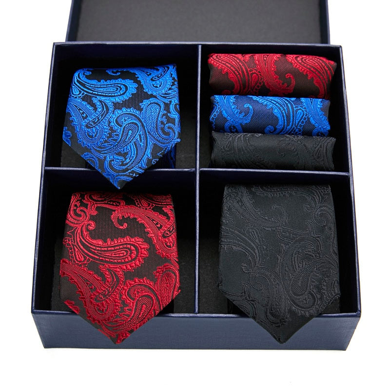 Gift box packing Silk Ties For Men Novelty Hanky  Set 3 Styles  Men&