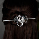 Vintage Witch Pagan Dragon Crescent Moon Could Hair Barrette Magic Occult Hairstick Spirit Hair Jewelry Wicca Gift