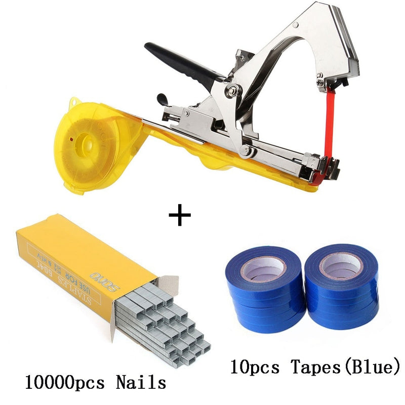 ALLSOME Tying Machine Plant Garden Plant Tapetool Tapener +10 Rolls Tape Set for Vegetable Grape Tomato Cucumber Pepper Flower