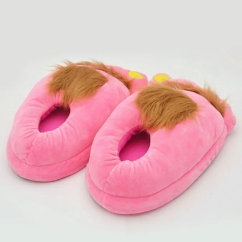 Newly Furry Warm Slippers Big Hairy Unisex Savage Hobbit Feet Plush Home Slippers Halloween Shoes