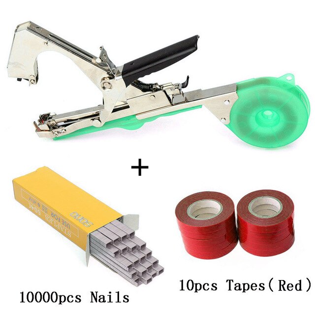 ALLSOME Tying Machine Plant Garden Plant Tapetool Tapener 10 Rolls Tape Set for Vegetable, Grape, Tomato,Cucumber, Pepper Flower