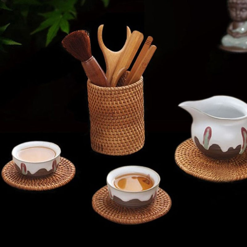 Handmade Rattan Chopsticks Spoon Table Knife Fork Tableware Storage Box Household Storage Basket Storage Rack Kitchen Tools