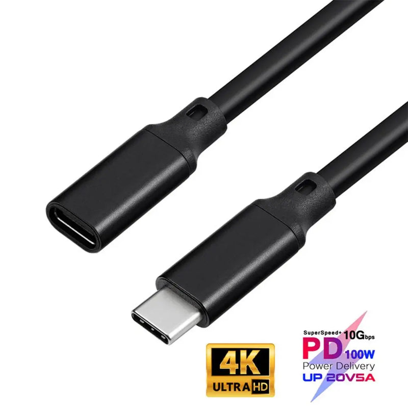 HD 4K 60Hz PD 5A USB3.1 Type-C Extension Cable 100W USB-C Gen 2 10Gbps Extender Cord For Macbook Nintendo Switch SAMSUNG Laptop