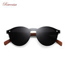 RAVENISA  Vintage Round  Wood Sunglasses Mono Green Lenses Sun Glasses For Men Women Wooden Eyewear